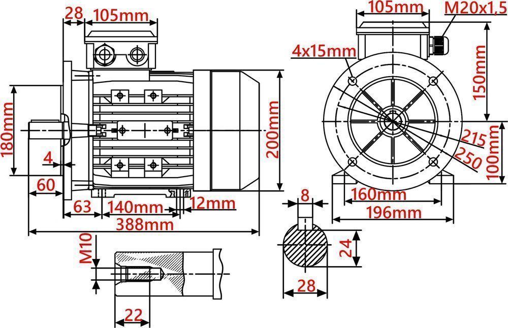 Silnik z Kołnierzem 4kW 400V 1430obr 3-FAZOWY [3040]