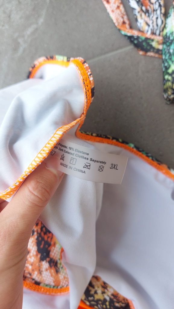 Strój kąpielowy bikini push up jednoczęściowy dekolt 3XL Shein