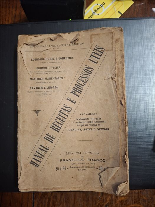 Livro muito antigo culinária