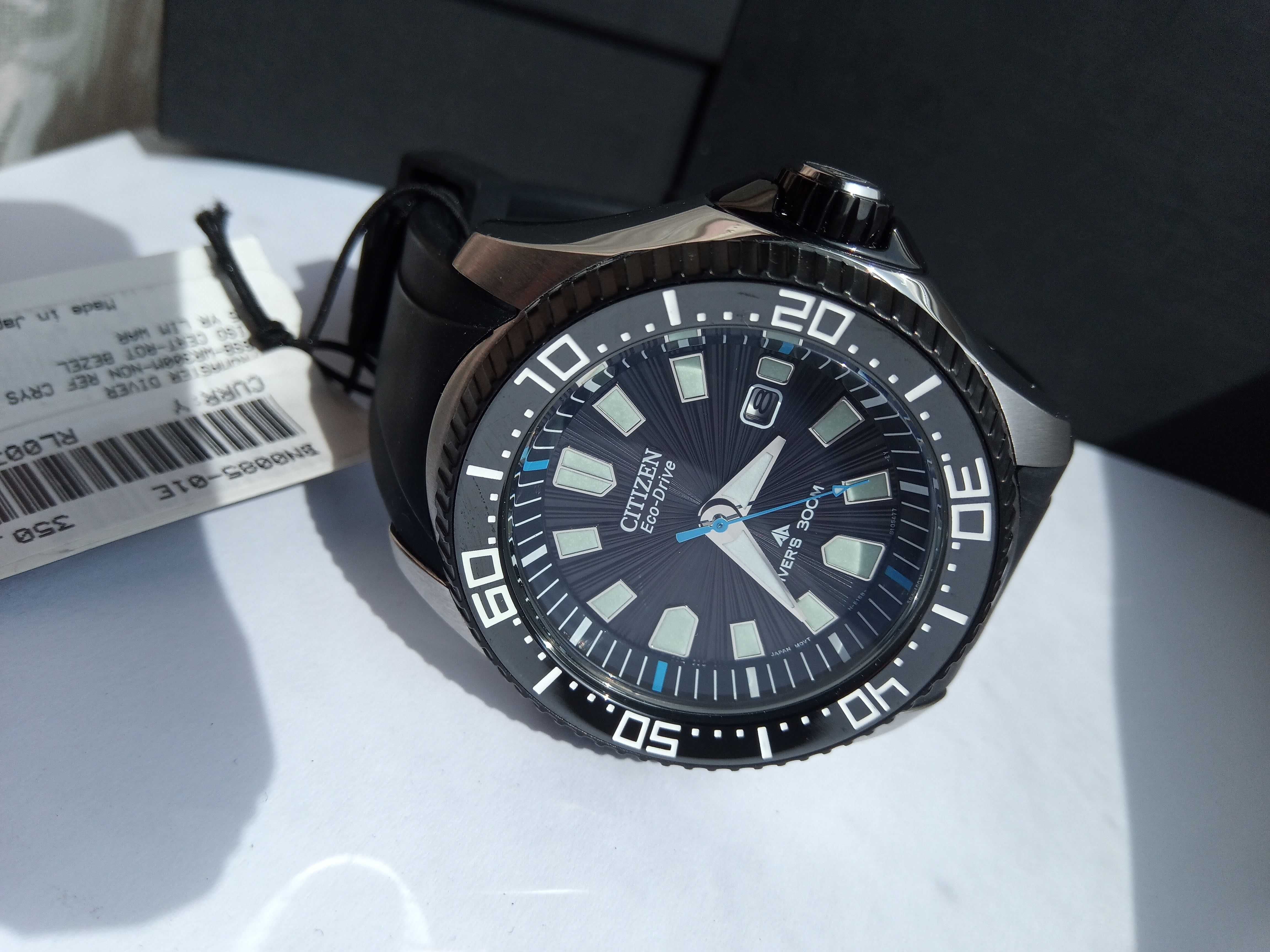 Японские мужские 300 м дайверские часы Citizen Eco-Drive BN0085-01E