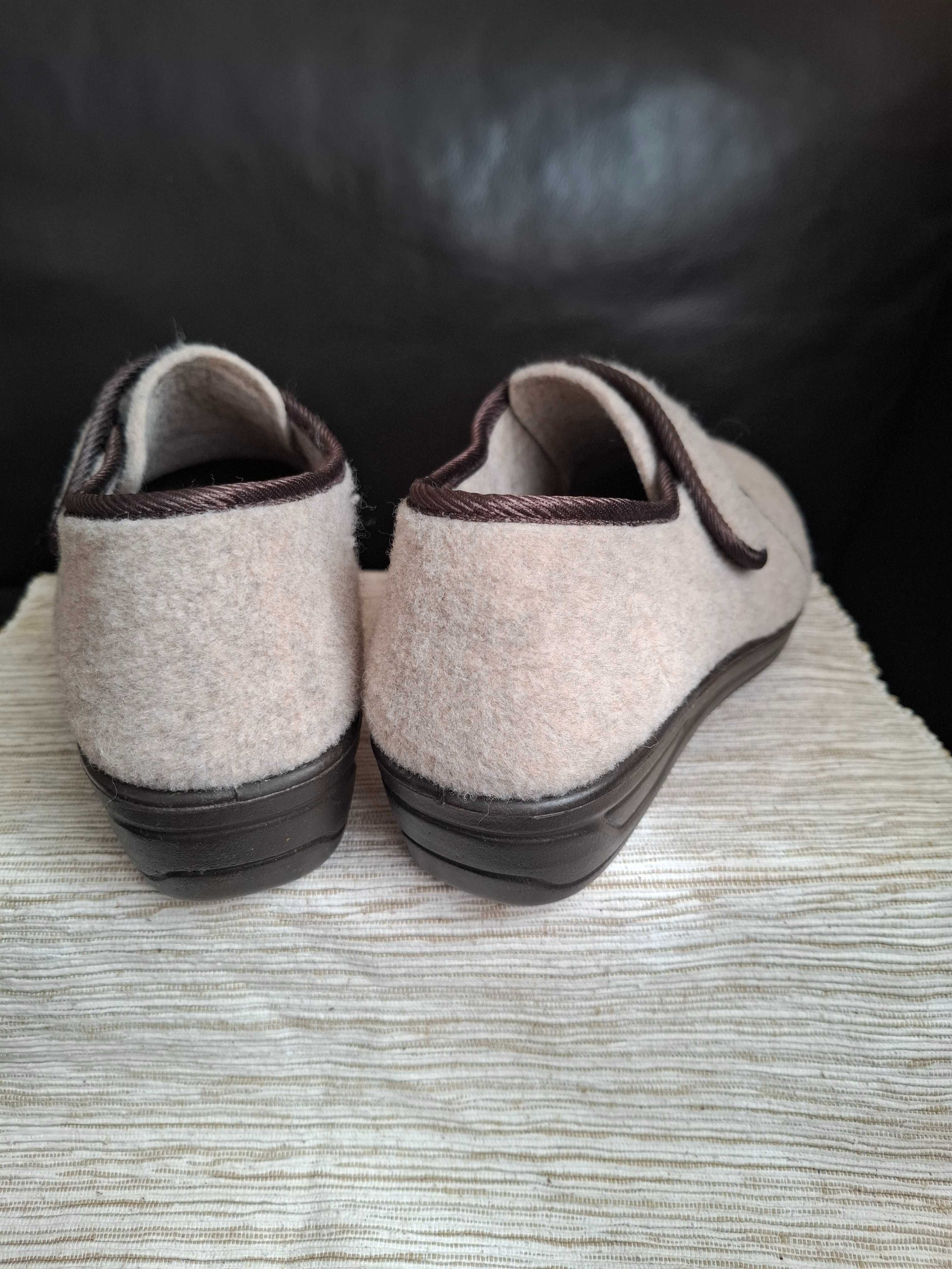 Buty beżowe na rzepy filcowe nowe UP2 fashion made in germany rozm. 39