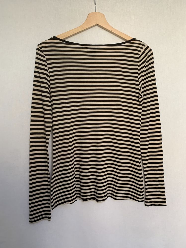 Bluzka longsleeve H&M basic S 36 paski pasiak modal bawełna