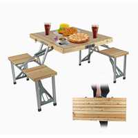 Składany zestaw piknikowy drewniany stół + 4 siedzenia