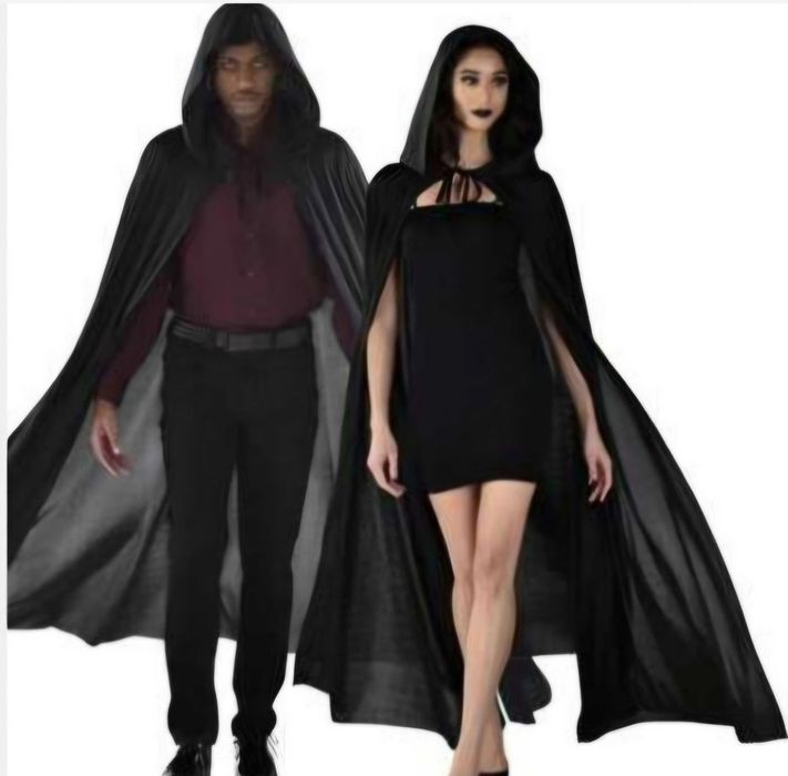 Peleryna z kapturem czarna, dł. 130 cm Halloween Cosplay Karnawał