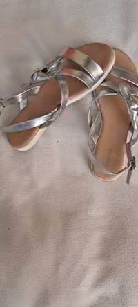 Sandały damskie srebrne