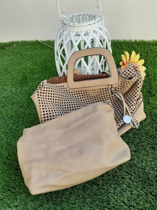 Mala camel com bolsa interior