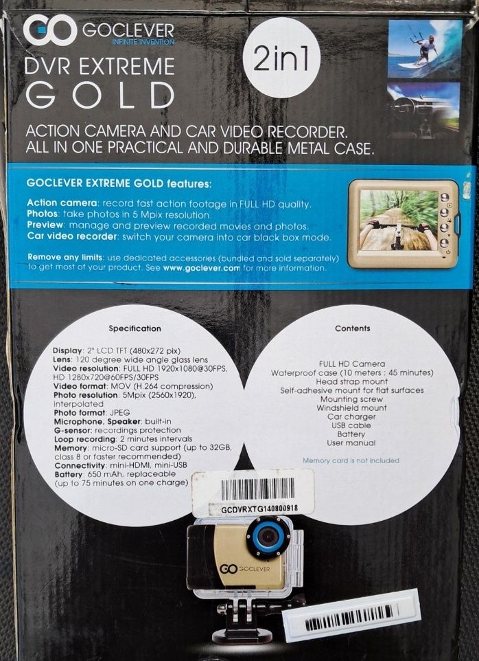 Kamera goclever DVR extreme Gold