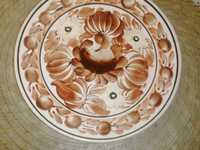 Fajansowy talerz brazowy Kolo recznie malowany