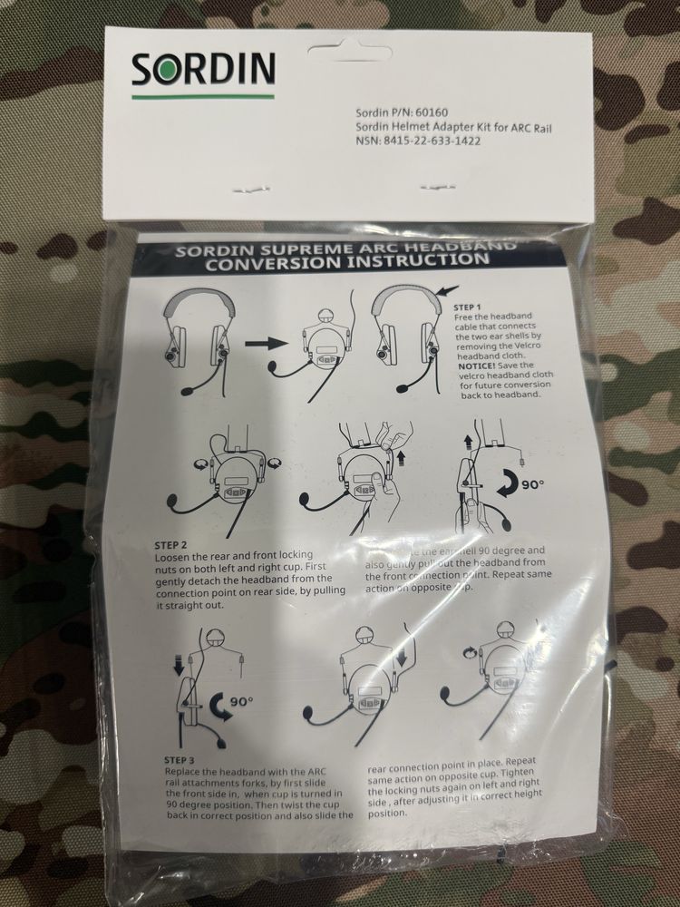 Кріплення на шолом для MSA Sordin Original‼️ ARC Helmet Rail Adapter