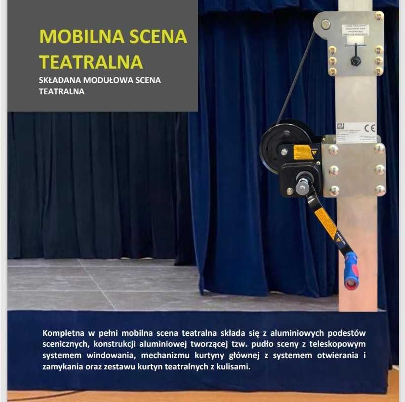 Scena teatralna 4x3m z kotarami i oświetleniem LED