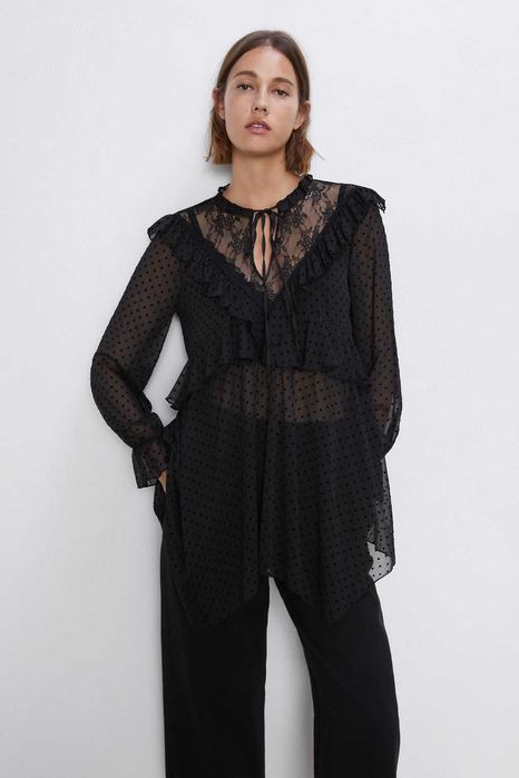 Blusa / Túnica preta assimétrica plumeti da Zara T: M Nova c/etiqueta