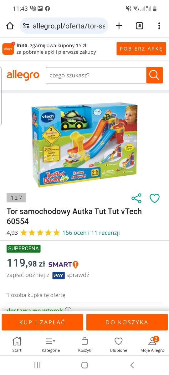 Tor samochodowy Autka Tut Tut vTech