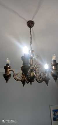 candieiro sala cinco lampadas cor bronze