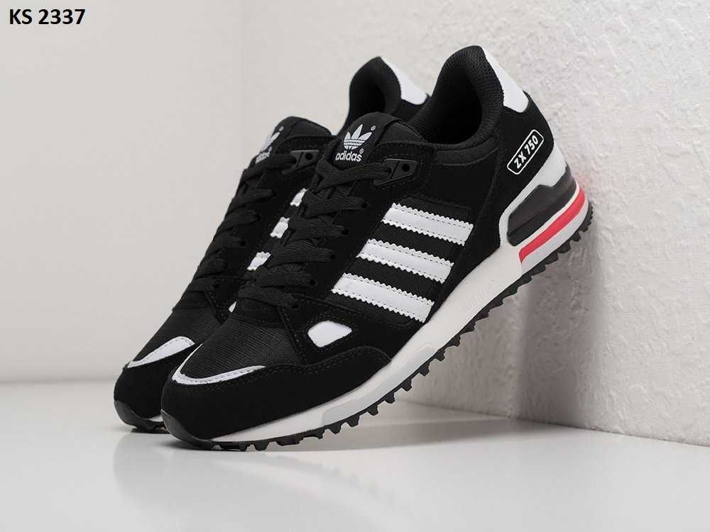 Чоловічі кросівки Adidas ZX 750 чорний з білим  KS 2337 ХІТ