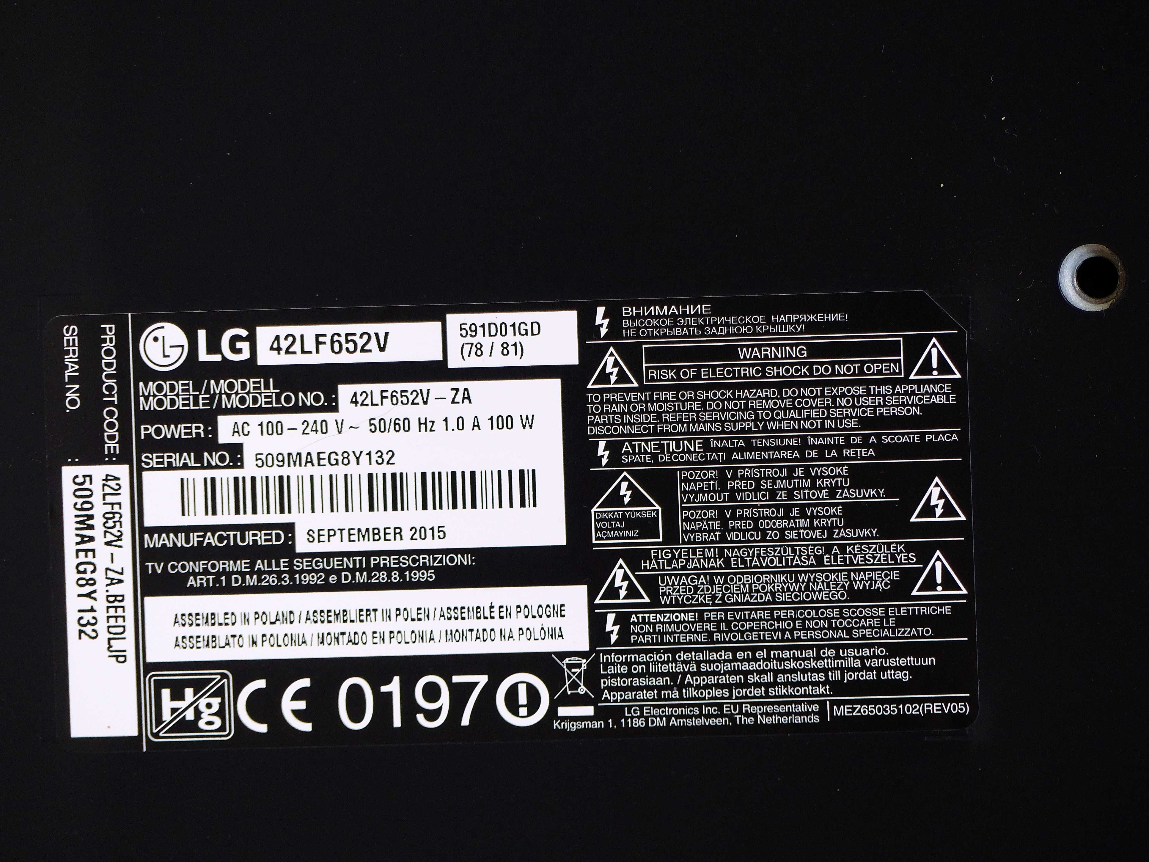 Telewizor LG LED DVB-T2 42LF652V 42'' 3D Full HD nowy pilot