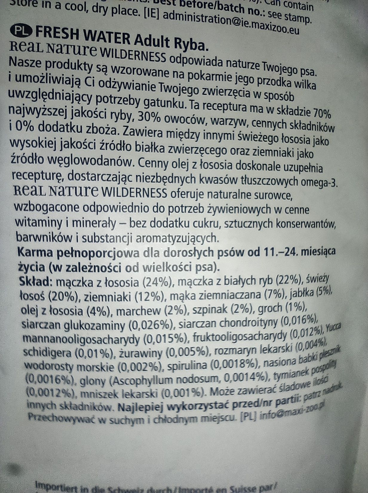 Karma dla psów wilderness fisch 12kg OKAZJA!