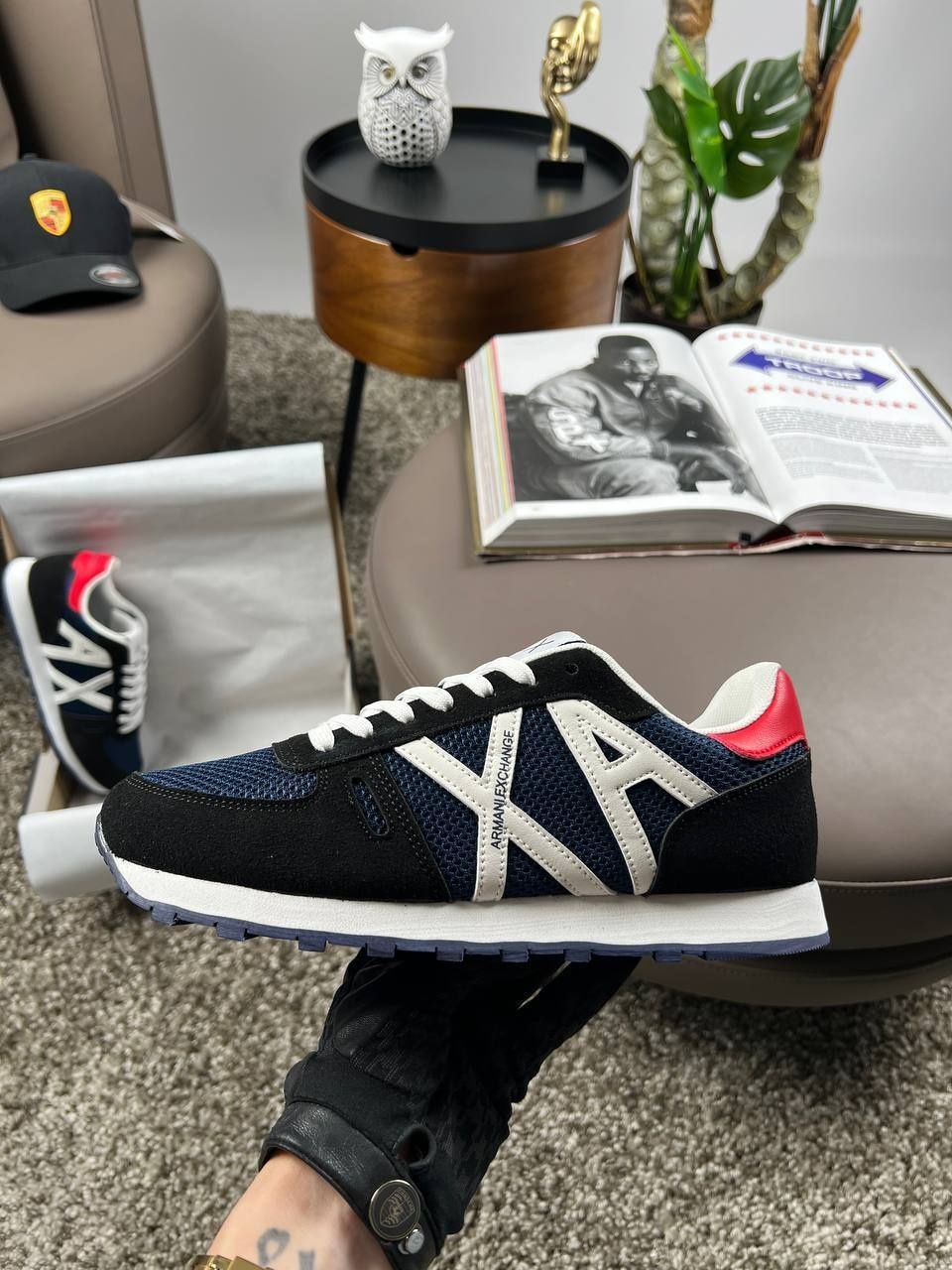 Мужские кроссовки Armani Exchange Black White Navy 40-45 армані