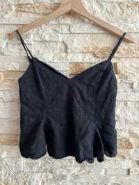 Bawełniany crop top Zara czarny M na ramiączkach