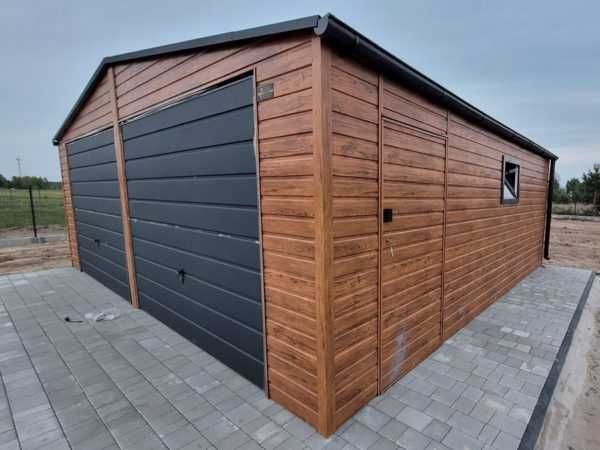 Garaż blaszany 6x5,8m akrylowy drewnopodobny