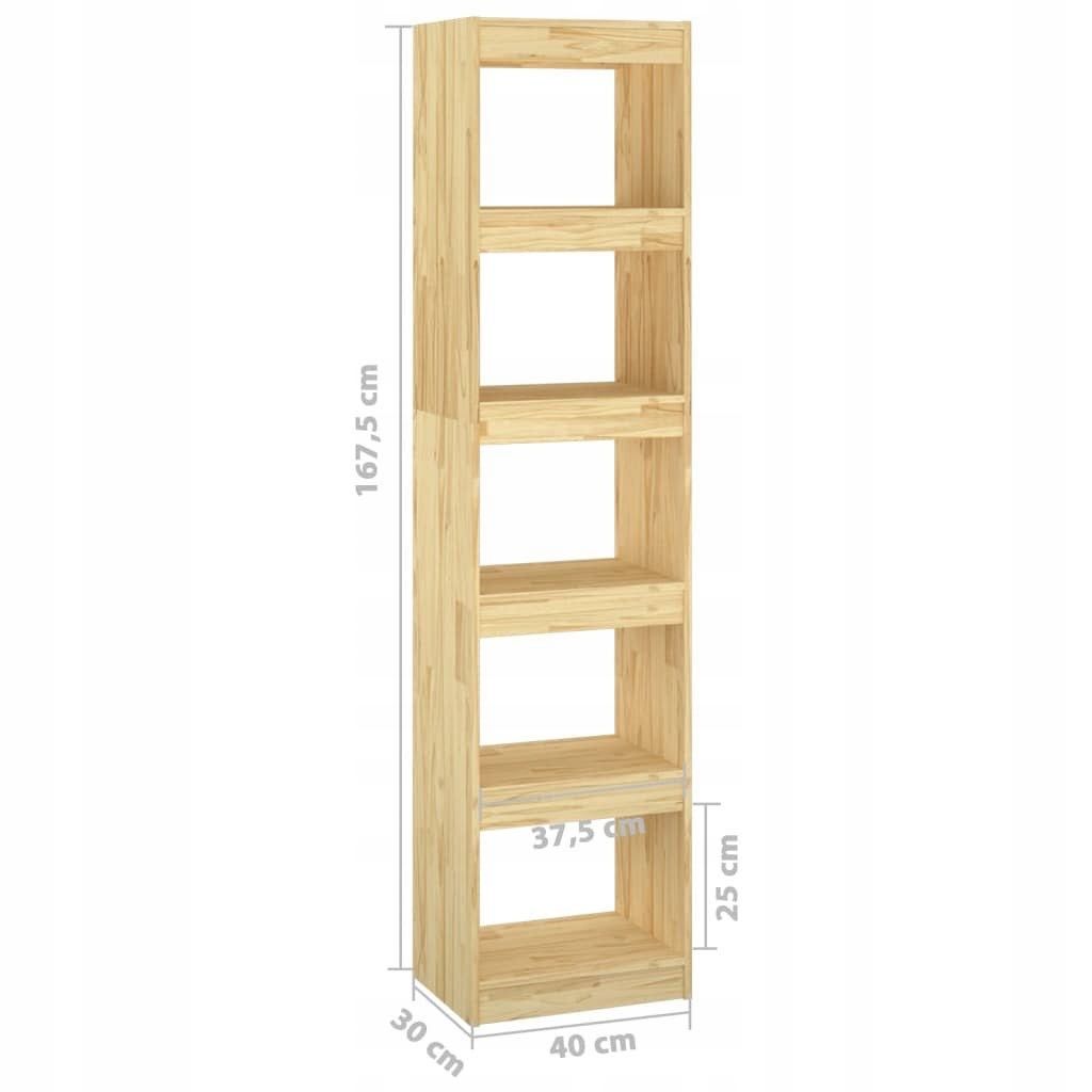 Regał na książki / przegroda z surowego drewna sosnowego 40x30x167,5