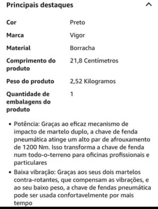 Pistola impacto pneumática Vigor