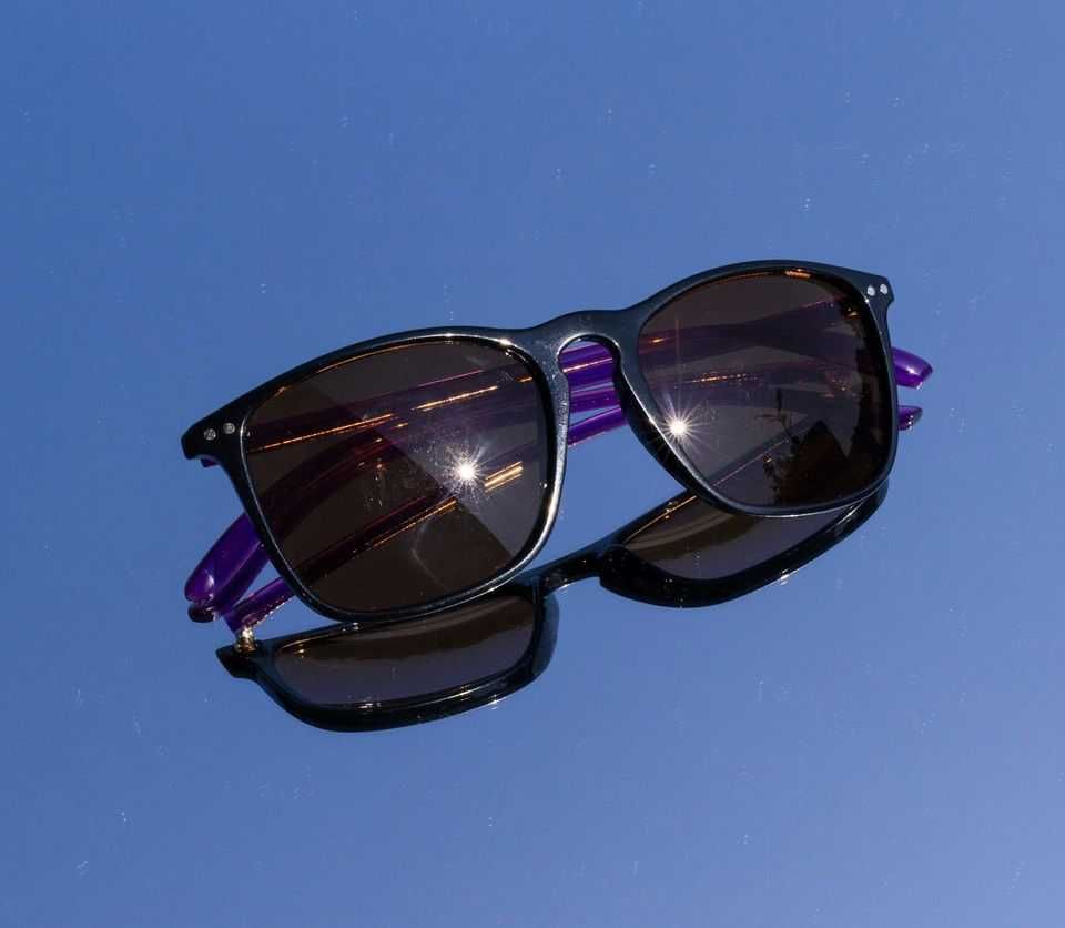 Brandex okulary przeciwsłoneczne czarne fioletowe uszy
