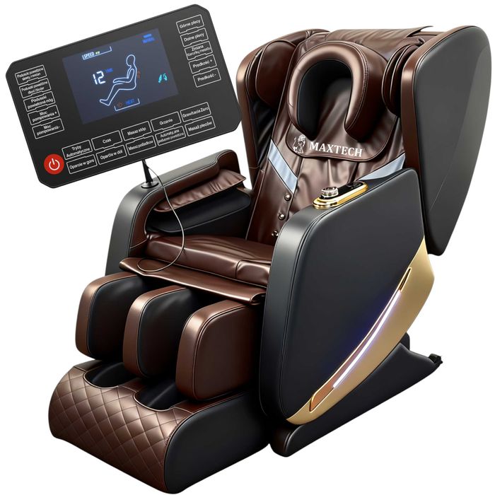 Fotel masujący Wypoczynkowy Do masażu rozkładany Brąz | Polski panel