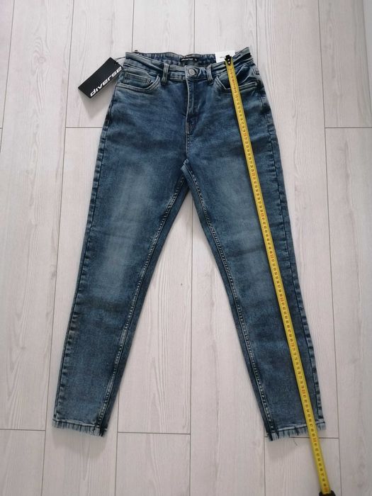 Nowe spodnie 36 jeansy dżinsy Diverse skinny wysoki stan krótsza nogaw