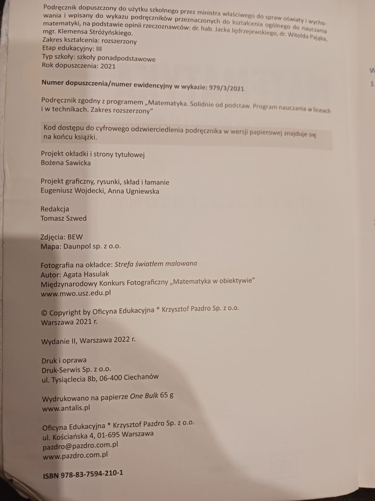 Podręcznik kl3. Liceum/ technikum. Matematyka.