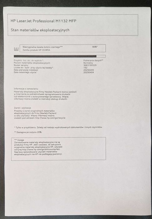Drukarka laserowa HP M1132 MFP - skaner ksero drukarka - 1 674 str