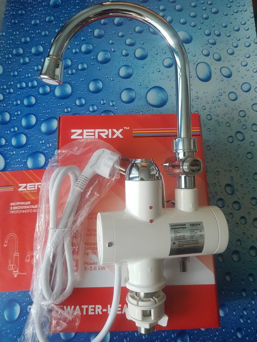 Водонагреватель 3 kW проточный Zerix ELW22 2вида с шлангом и лейкой