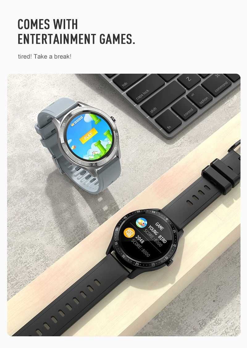 SmartWatch S32 tętno, ciśnienie, O2, kroki, powiadomienia.