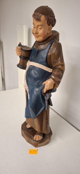 Duża Figura woskowa Mnich z kuflem i kluczami