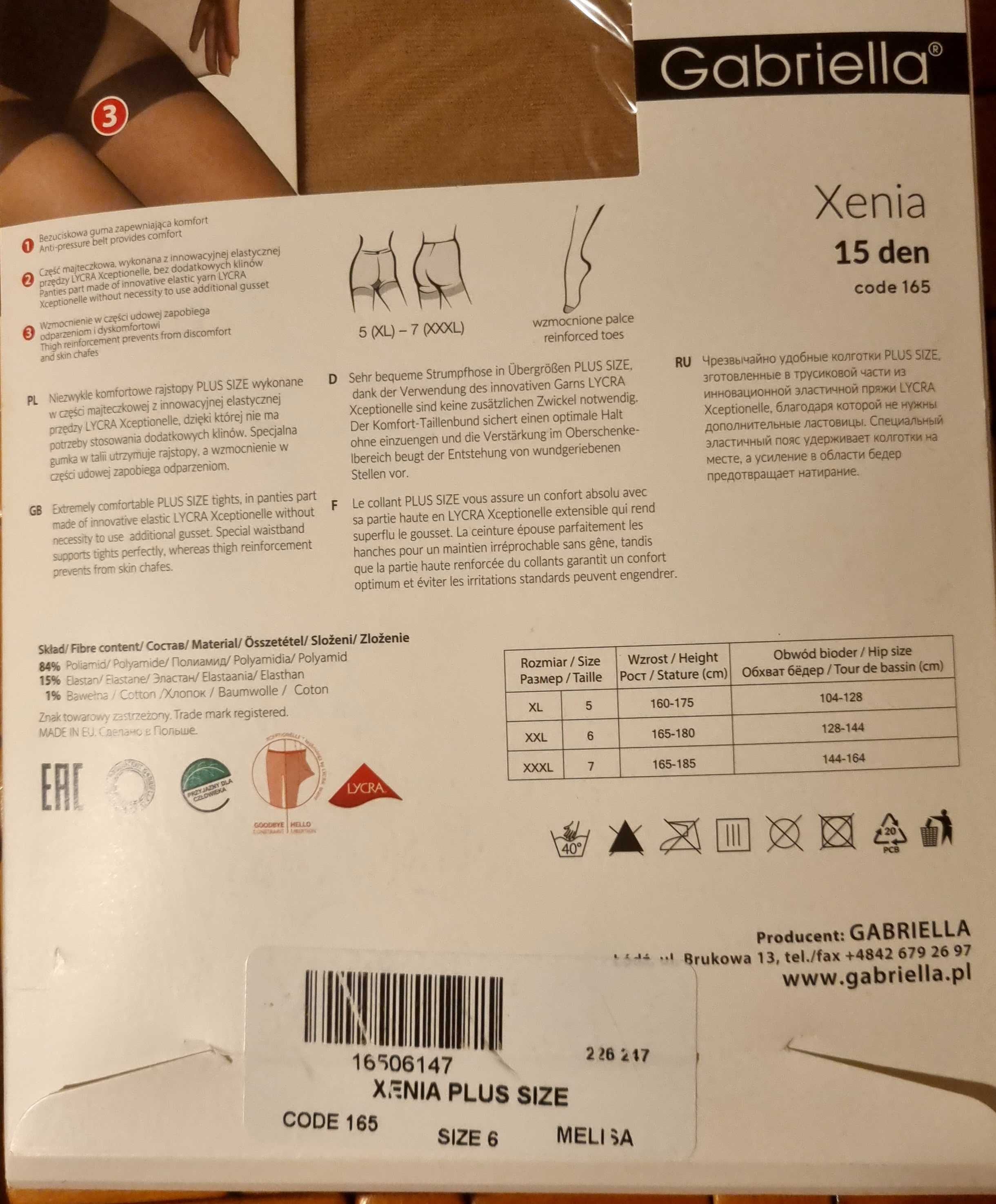 Gabriella Plus Size rajstopy Xenia i Xenia Puntina, pończochy Calze
