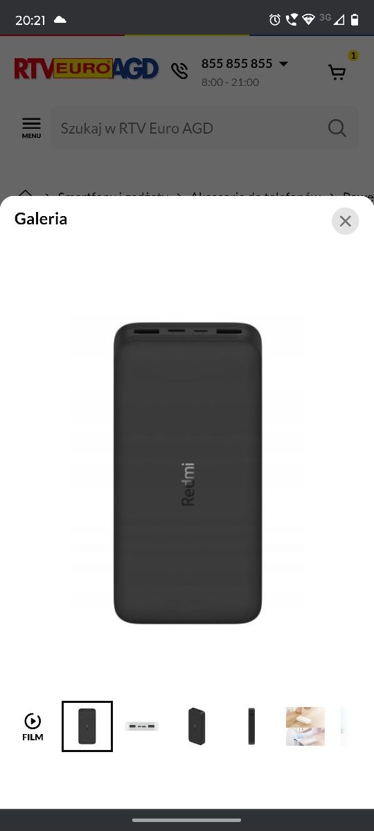 Powerbank Xiaomi Redmi 18W Fast Charger Power Bank 20000mAh (czarny)