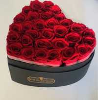 Róże wieczne Rose du chate serce Walentynki big box największe