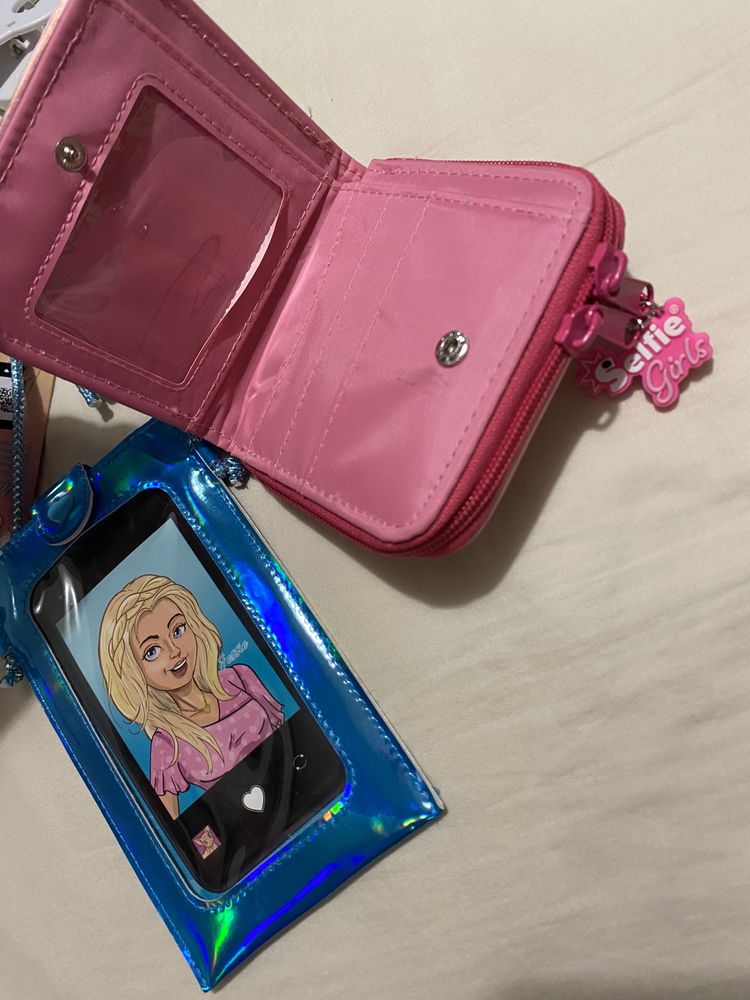 Portfel portfelik selfie girls nowy nowe + etui na telefon na szyję