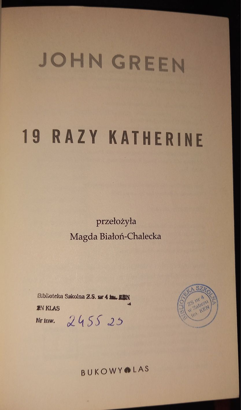 Książka 19 razy Katherine John Green