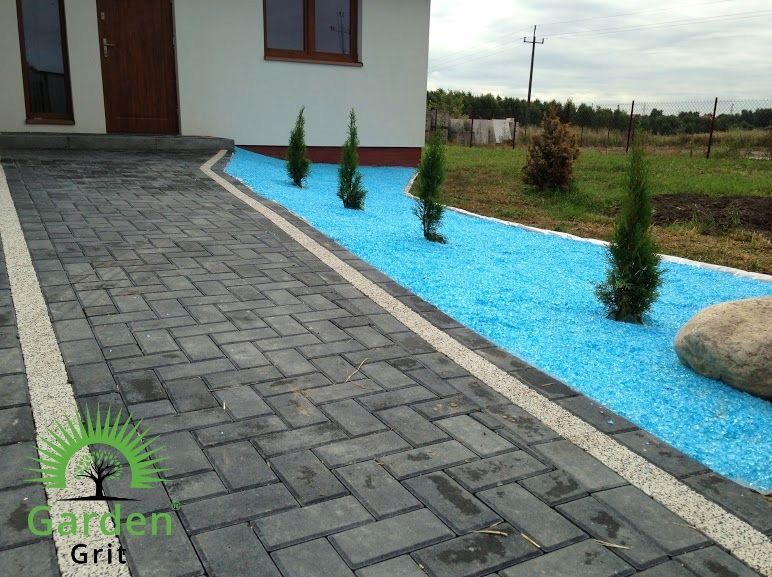 Grysy szklane w kolorze zielonym, dekoracyjne szkło ogrodowe 5kg