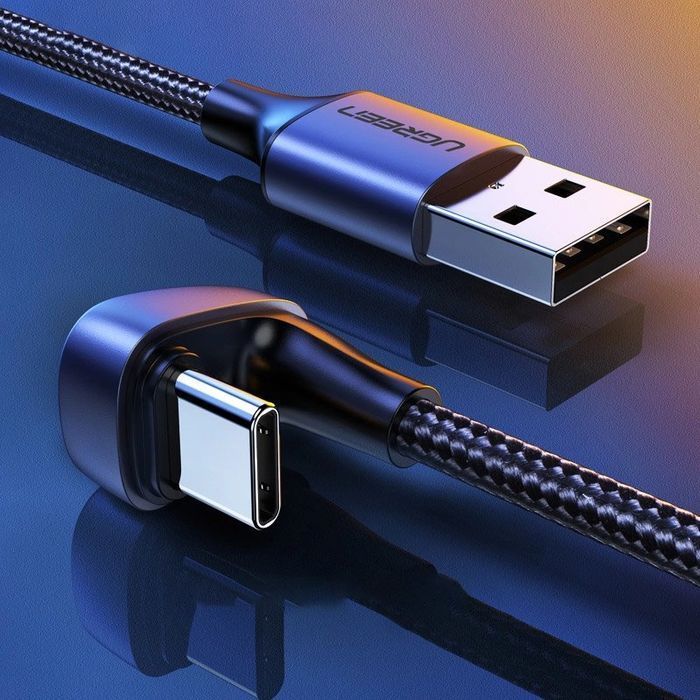 Ugreen kątowy kabel USB - USB C 1m 3A 18W Quick Charge AFC FCP