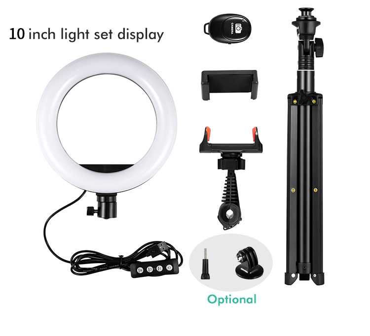 Selfie ring light 21cm luz para selfies perfeitas LED tripé 160cm