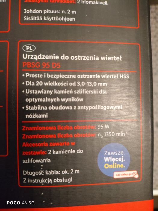 Parkside PBSG 95 D5 urządzenie do ostrzenia wierteł nowe