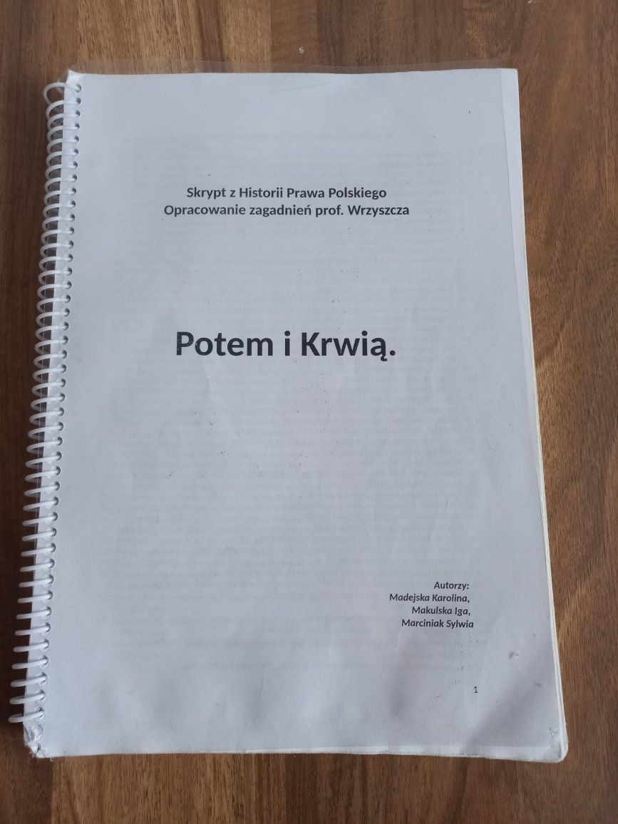 Historia prawa polskiego, skrypt Krwią i potem plus NOTATKI UMCS