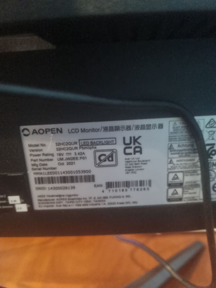 Монитор Acer Aopen 32hc2qur, 31.5 дюймов