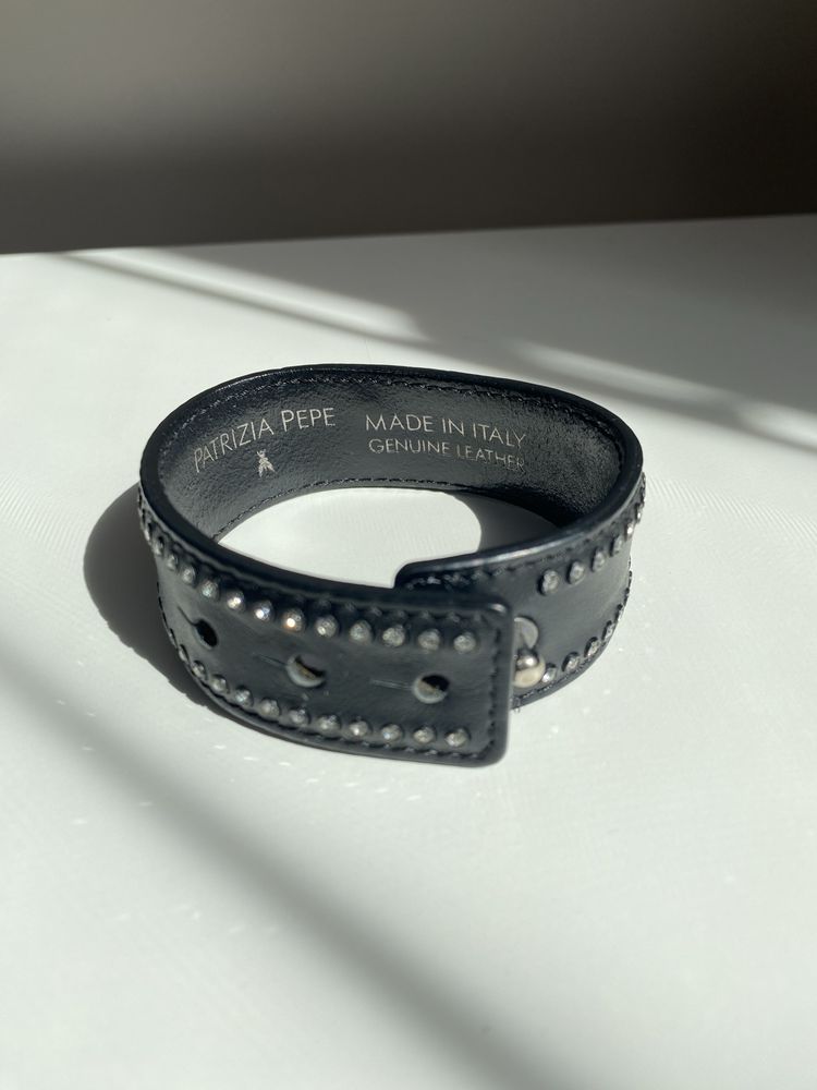 Original Patrizia Pepe Браслет/Шкіра Black Shiny Crystal/Made in Italy