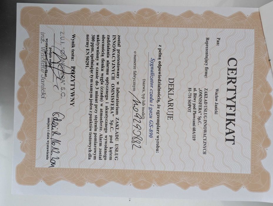 Czujnik czadu i gazu Eura