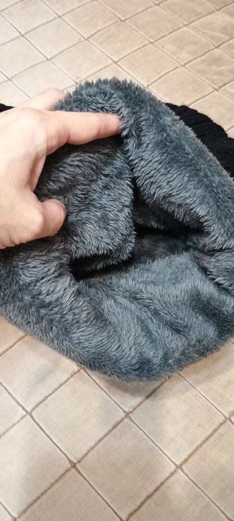 Czapka kominiarka z futerkiem nowa komin z kapturem
