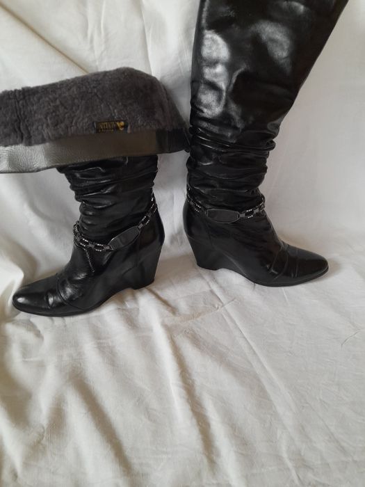 Сапоги теплие кожа