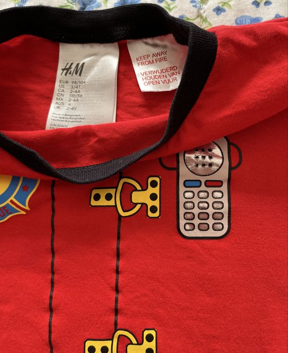 Piżama strój strażaka H&M 98-104 cm. 100% bawełna