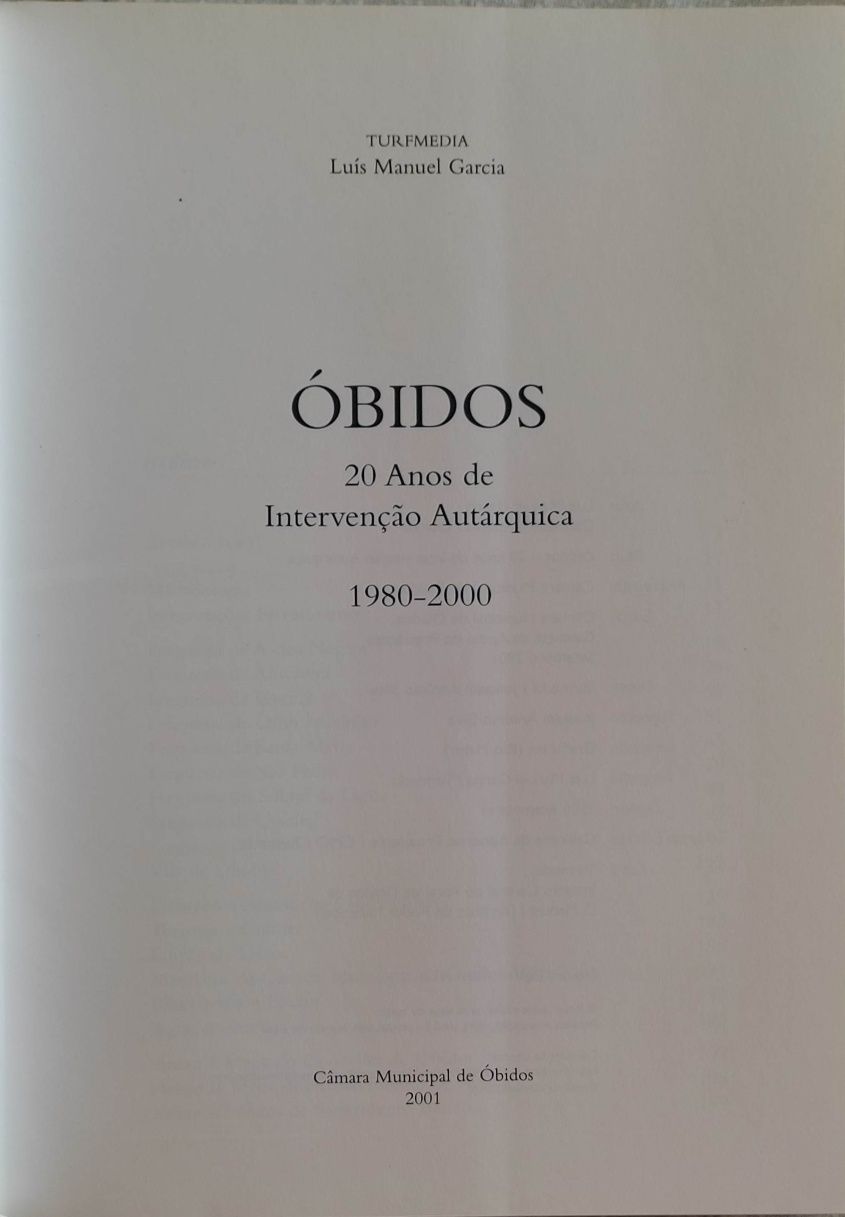 Livro: Óbidos 20 anos de intervenção autárquica 1980-00